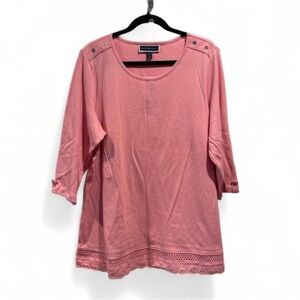 Karen Scott Light Pink Tunic Top with Lace Hem